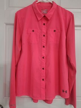 Under Armour Pink Lightweight Wicking Performance Button Up